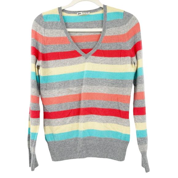 Mark & Spencer Autograph Womens Fall Striped Knit 100% Cashmere Sweater Size 8 - Picture 1 of 6